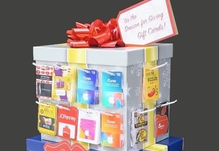 present-themed gift card holder display