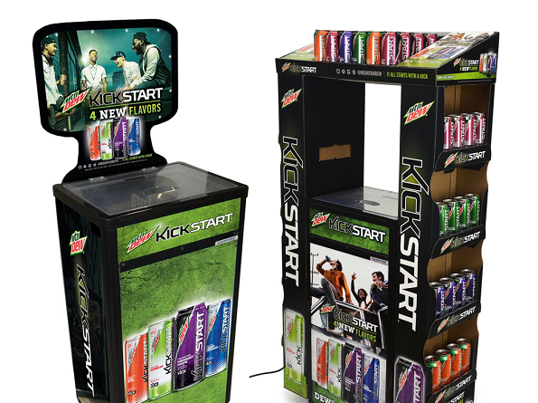 Temporary and Permanent Mountain Dew displays