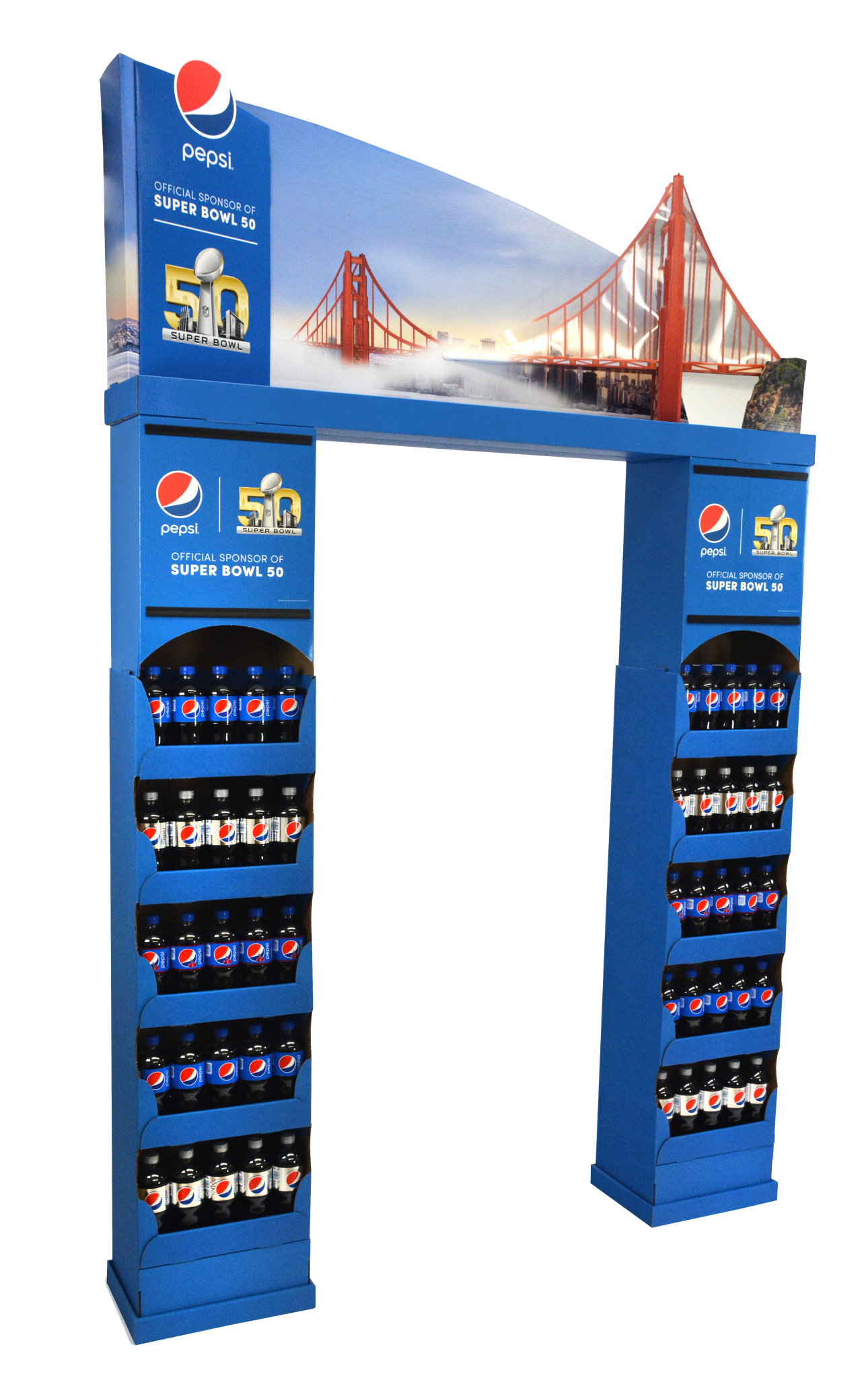 Pepsi super bowl bridge display