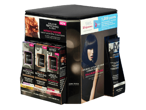 John Frieda hair product retail display