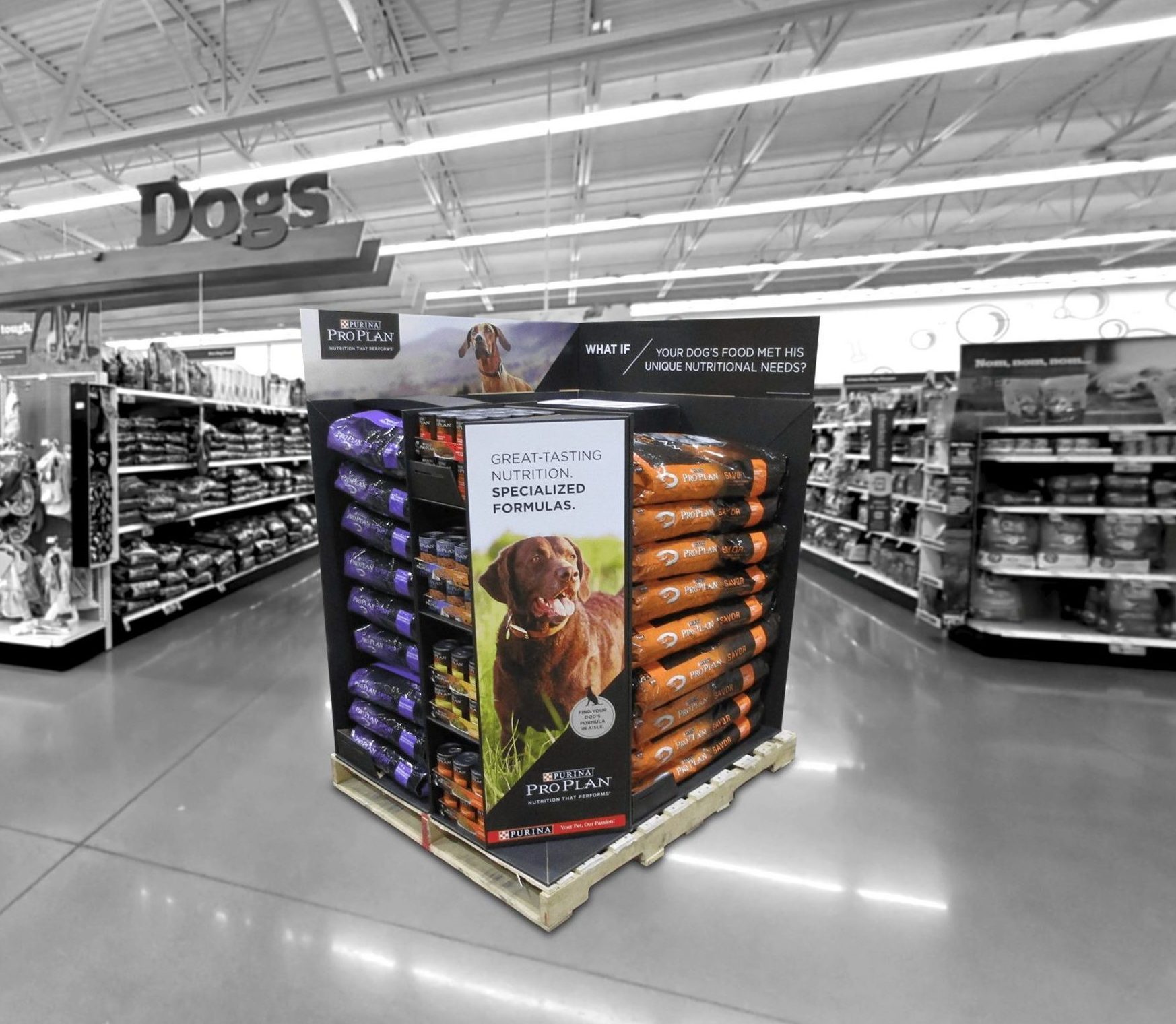 Purina pet food custom display pallet