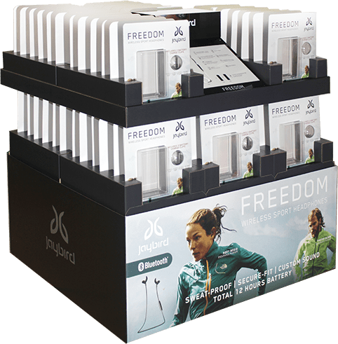 Freedom wireless headphones product display in wholesale club