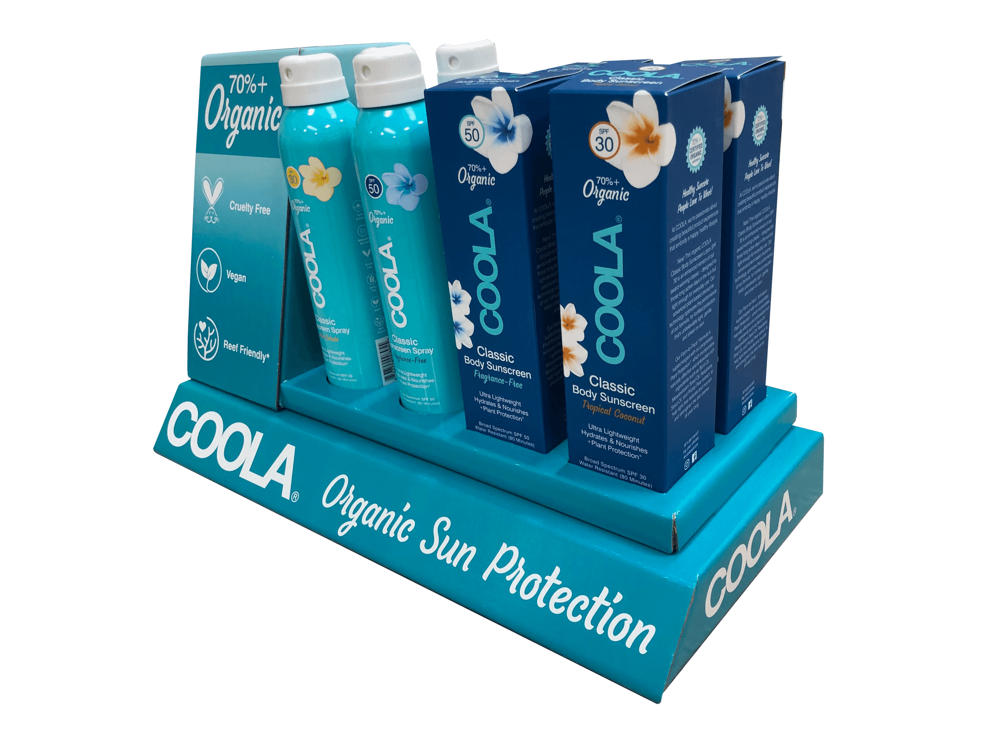 Coola clean beauty display