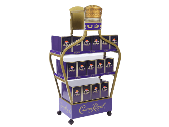 metal Crown Royal display with wheels