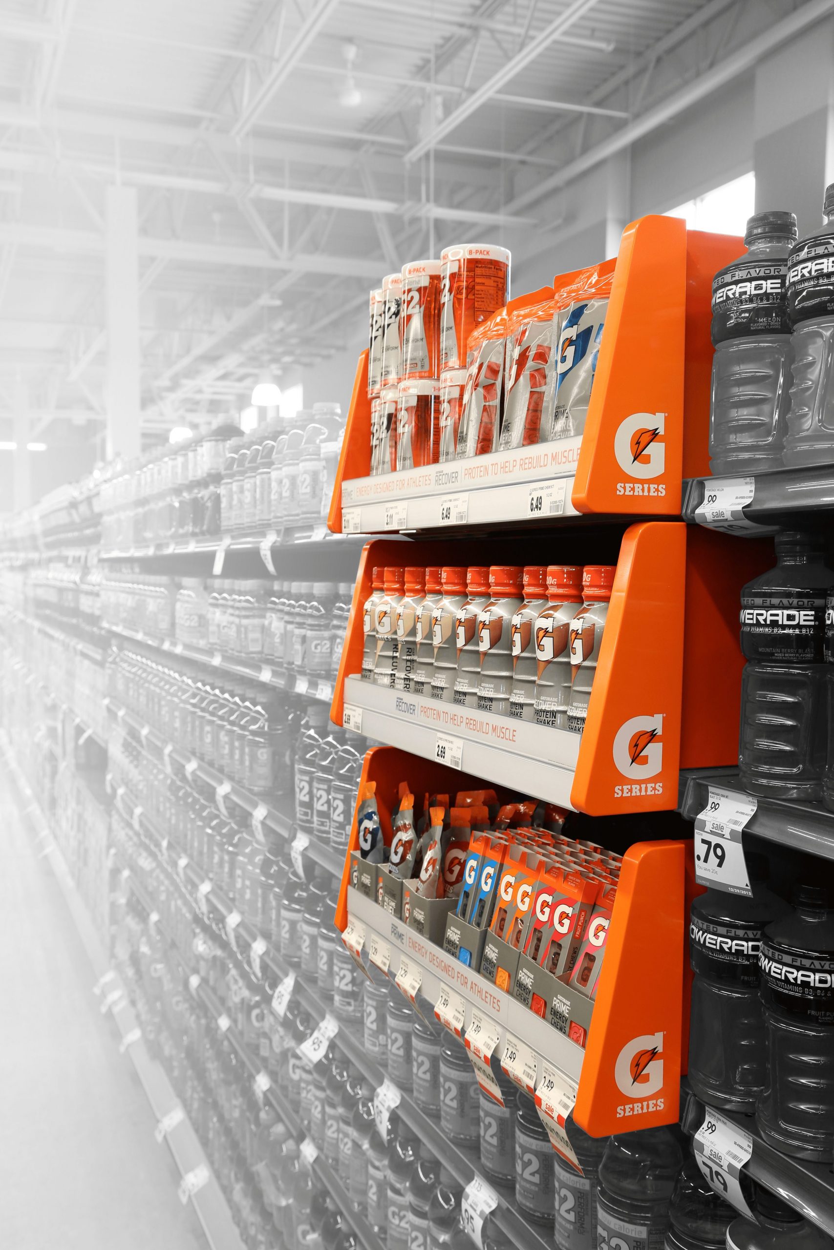 Gatorade inline beverage display for drink products