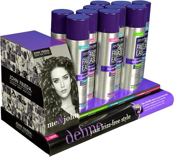 John Frieda hairspray product display
