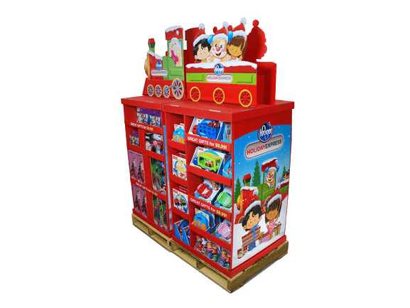 Mattel Kroger train studio half pallet display