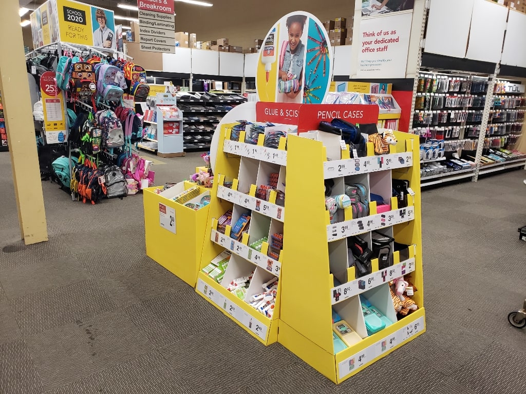 Back to school supplies display