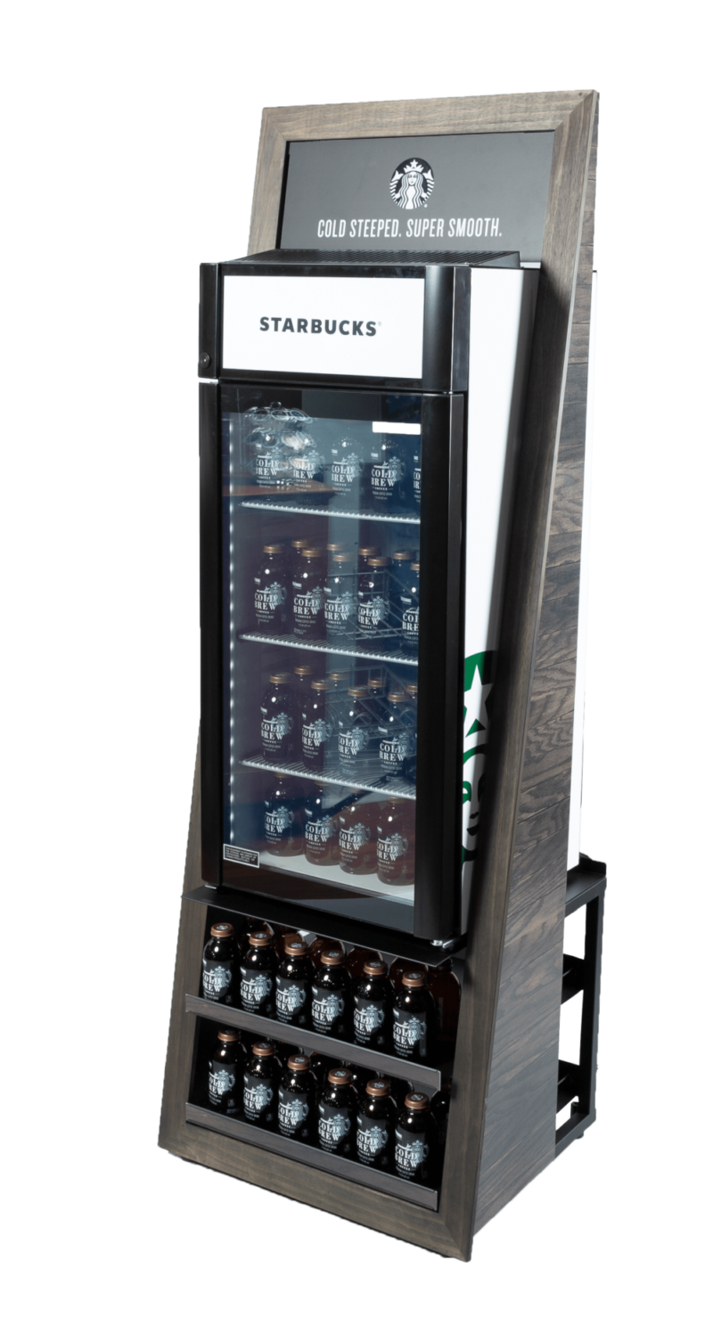 Wooden retail display design for Starbucks beverages