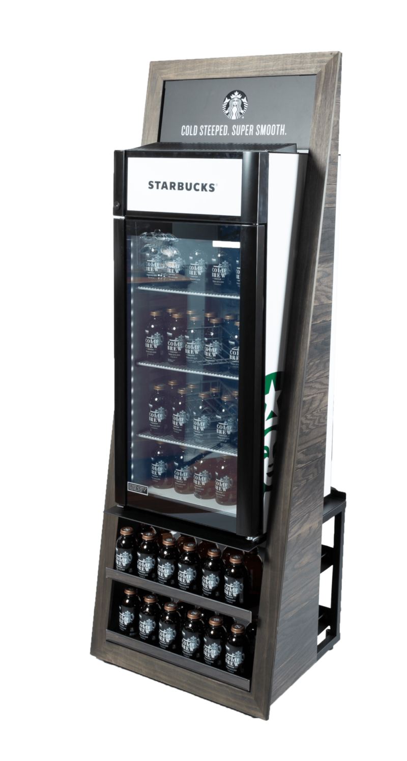 Wooden retail display design for Starbucks beverages