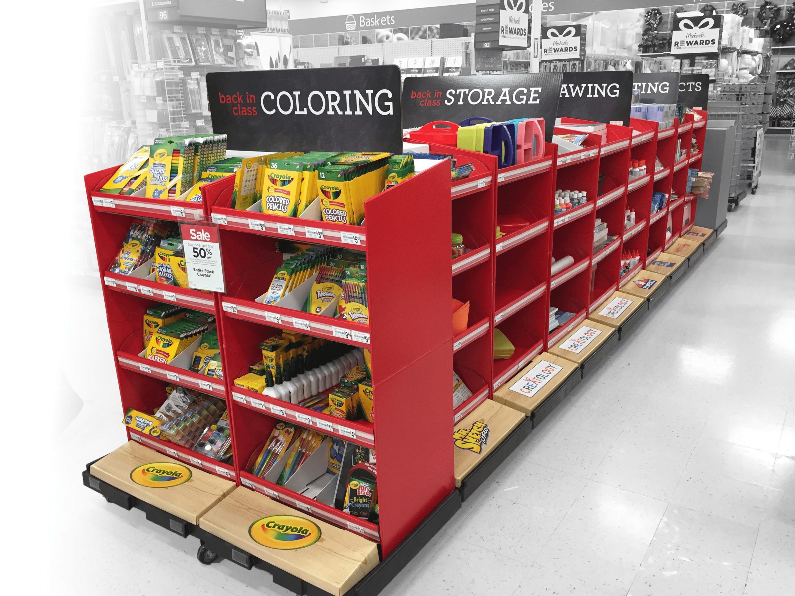 Custom cardboard pop display for crayons and art supplies