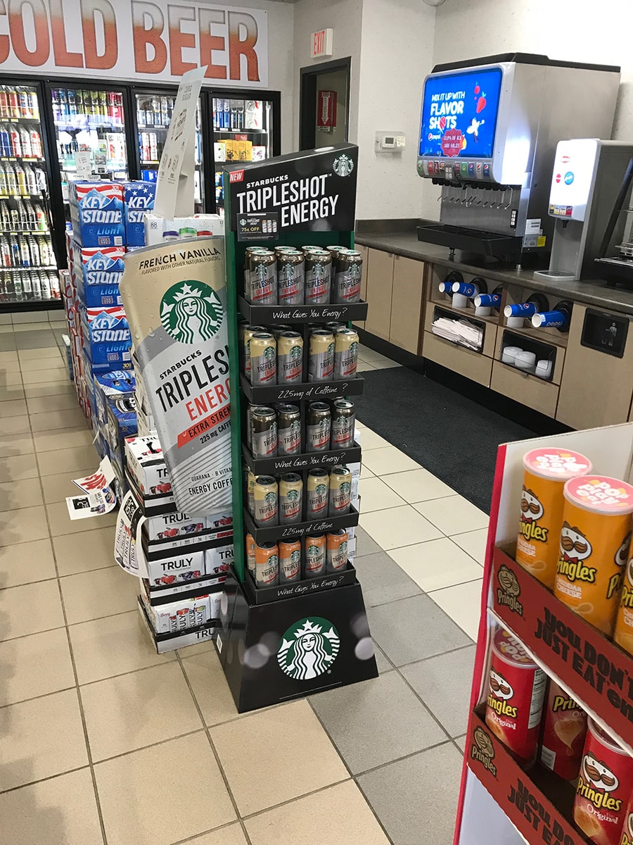 Starbucks beverage floor display stand