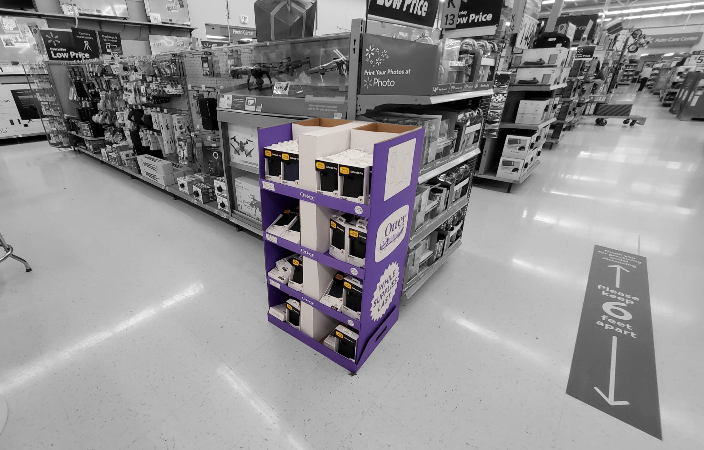 Otter Box product display in Walmart Electronics department