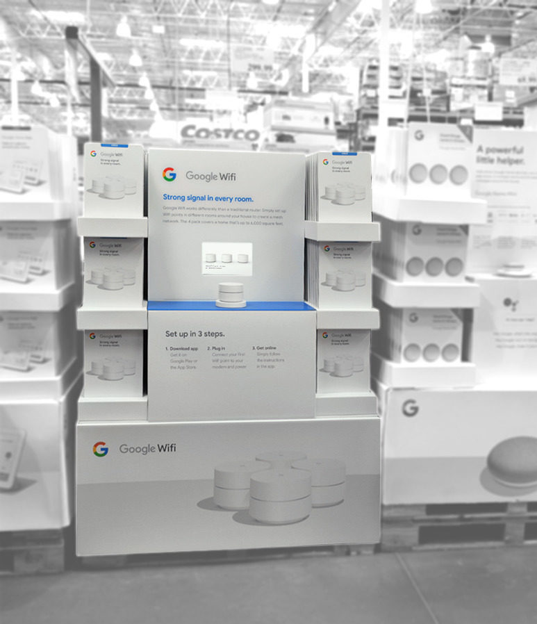 Google WiFi interactive pallet display for Costco