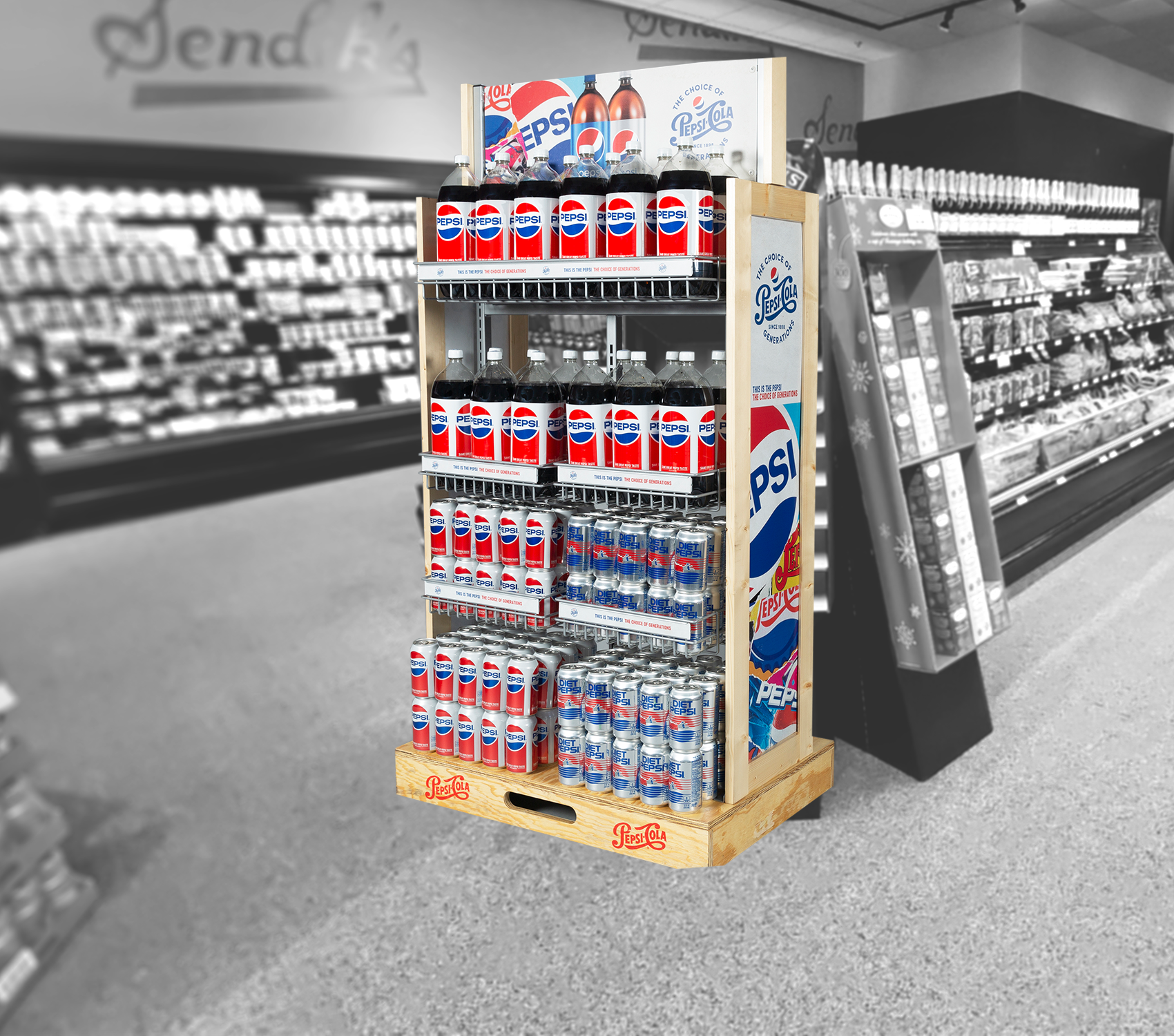 Custom pallet display rack for beverages