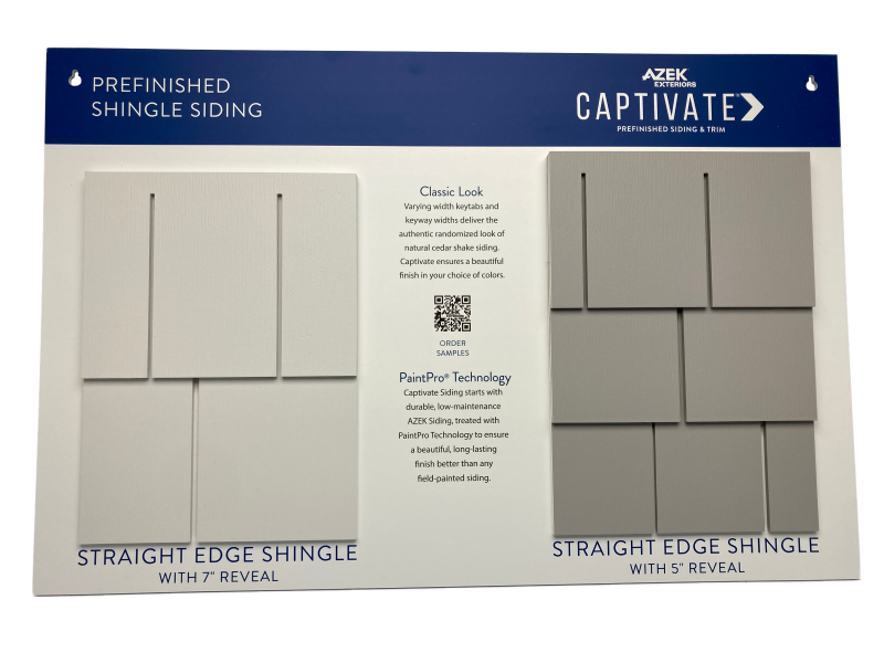 Azek shingle siding sample board